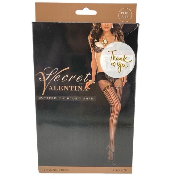 Secret Valentina Women’s Plus Size Black Butterfly Circus Tights OS - Picture 1 of 7